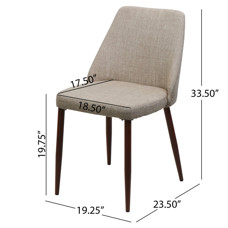 Chaise de salle à manger élégante recouverte de tissu de blé avec pieds en fer, 19,34 po Profondeur x 24,13 po de largeur, 34,02 po de hauteur, 12,48 lb de couleur populaire et 19,34 po
