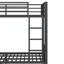 Grand lit superposé en métal pour les adolescents avec tablettes de rangement, tiroirs et panneau perforé, noir-1228707825