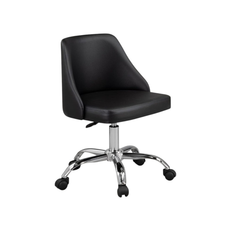 Chaise de bureau pivotante noire et argentée en similicuir