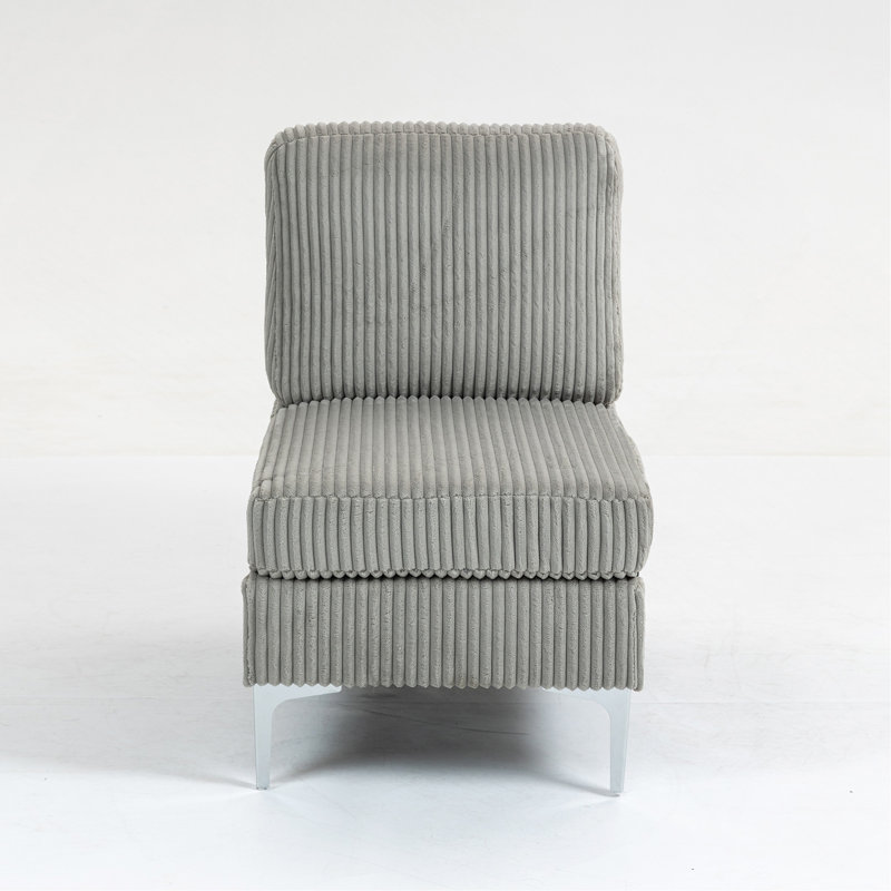 Module de siège modulaire sans accoudoirs pour canapé modulaire, canapé modulaire en velours côtelé, fauteuil d'appoint modulaire sans accoudoirs avec coussin de dossier, gris