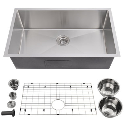 Évier de cuisine en acier inoxydable de calibre 16, ensemble de 5 pièces pour évier de cuisine à montage sur le dessus, drain facile et faible bruit