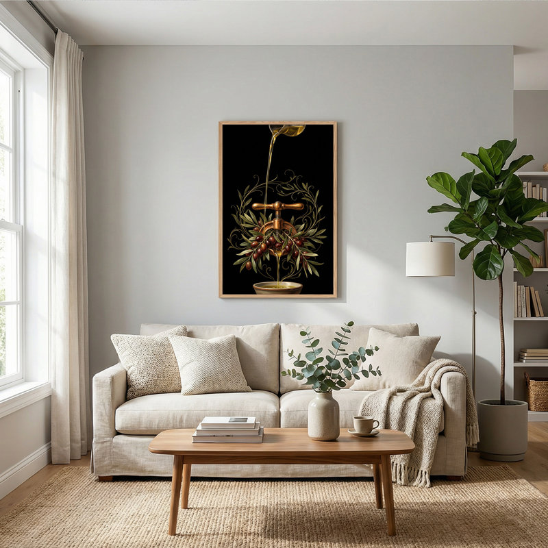 Art sur toile, huile d'olive dorée, 48"H x 36"W