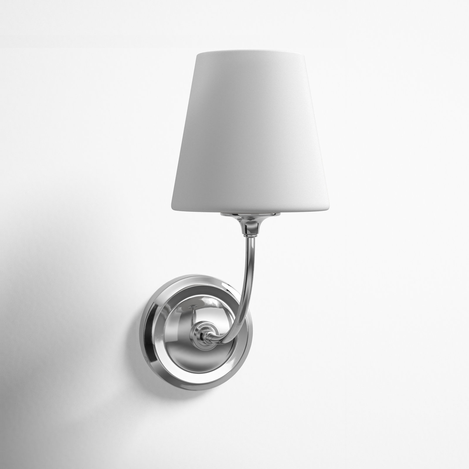 Lane Single Light Glass Dimmable Armed Sconce, Polished Chrome