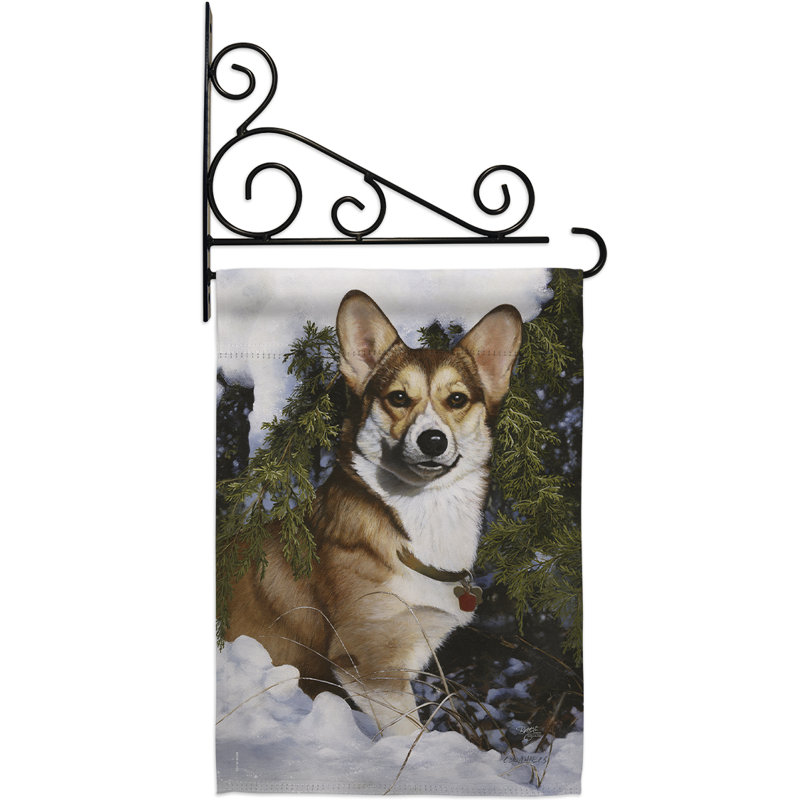 Coussin en polyester 2 faces 19 x 13 po Corgi Ensemble de drapeaux