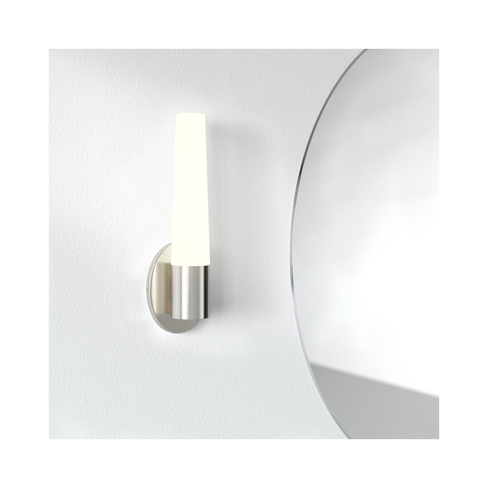 Ernest Integrated Dimmable LED Armed Sconce With Etched Opal Glass Shade, Brushed Nickel