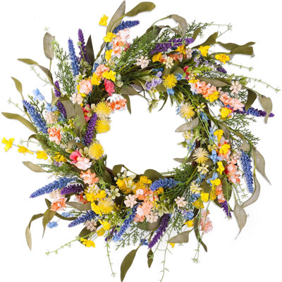 22" Colorful Wildflower Spring Summer Wreath