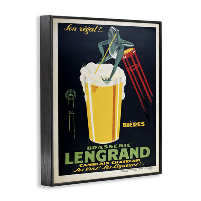 Antique Frog & Beer Advertisement Framed Giclee Art, Design By Marcus Jules