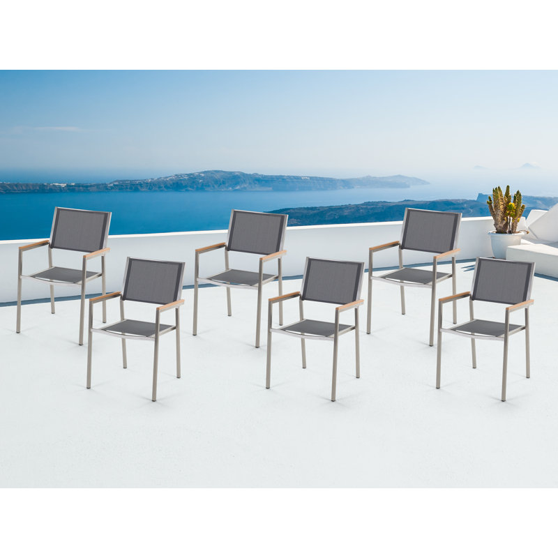 Lothen Stacking Patio Dining Armchair with Cushion, Silver/Grey