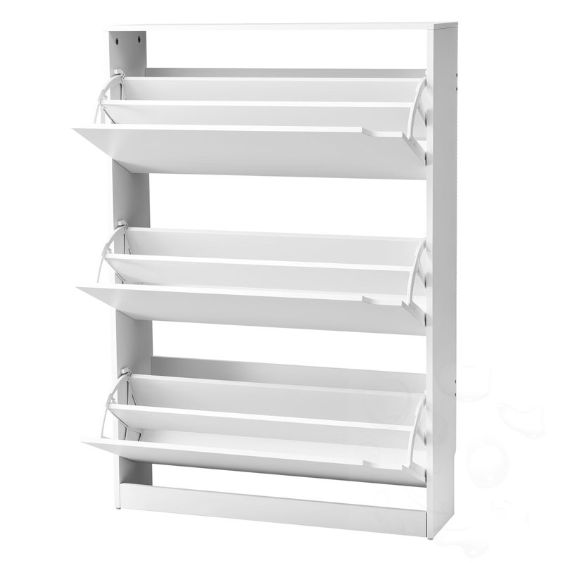 Shoe Cabinet with 3 Flip Drawers, Modern Shoes Storage Cabinet with Anti-Tipping Device, Freestanding Shoe Rack Organizer, Ideal for Entryway, Hallway, Bedroom, Living Room, Closet, White