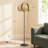 63" Traditional Novelty Floor Lamp with Natural Petal-Shaped Rattan Shade