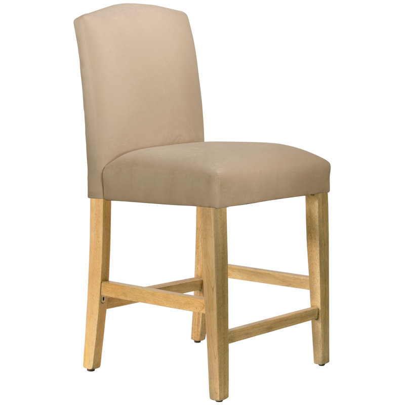 Tabouret de bar et de comptoir April, Tabouret de comptoir (siège d'une hauteur de 26 p, Velours performance perle classique