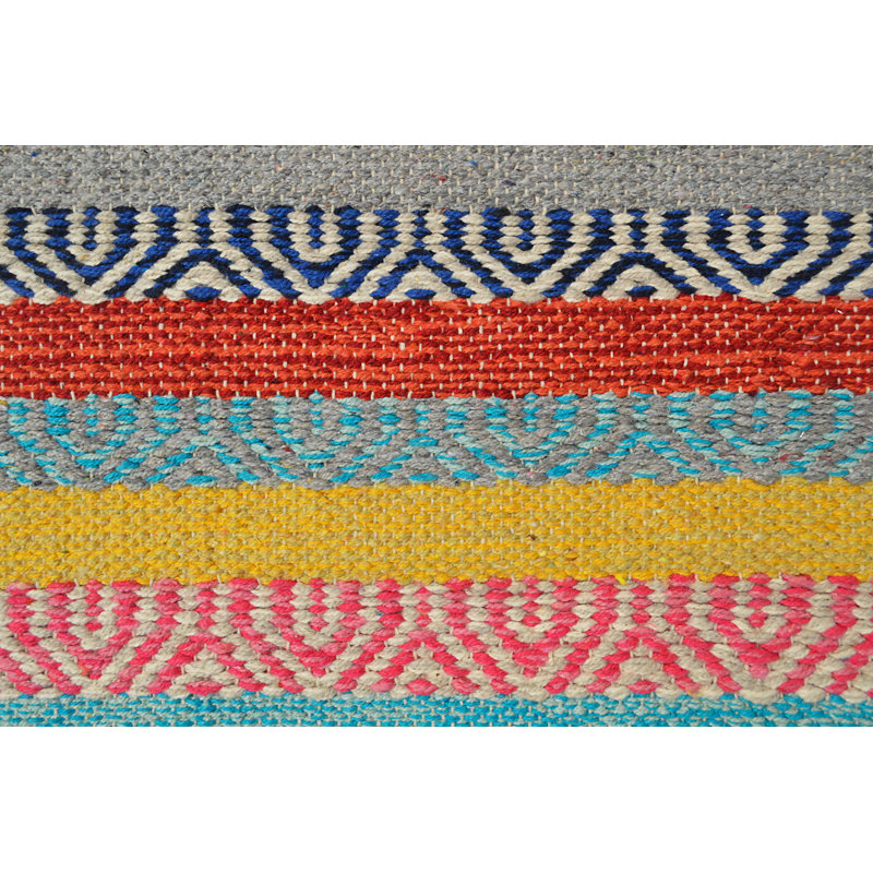 Saffron Striped Hand Woven Area Rug, Rectangle 60 x 90cm