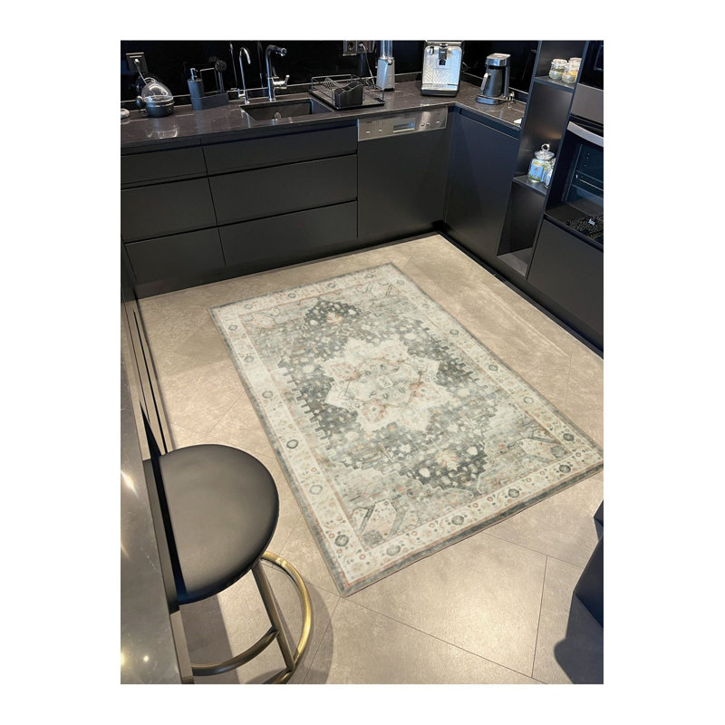 Tapis tissé à motif triangulaire traditionnel lavable, Sous-tapis rectangulaire de 3 pi 3 po x 4 pi 11 po