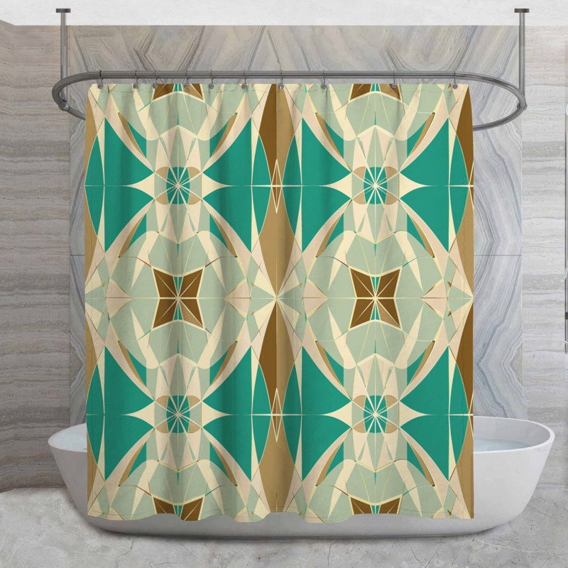 Rideau de douche à motif géométrique étoile, H 73 po x l 70 po