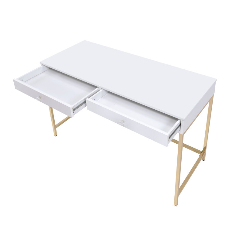 Bureau blanc brillant et finition dorée | Idée de cadeau, Blanc