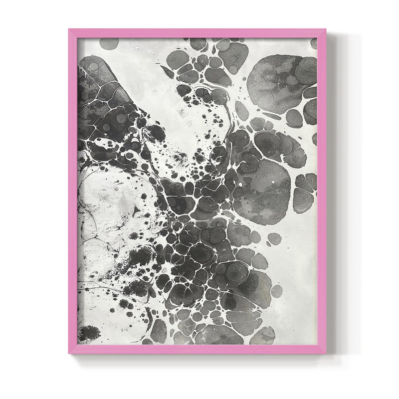 Marbré III, reproduction encadrée - bois massif, Rose, H 15 po x l 12 po