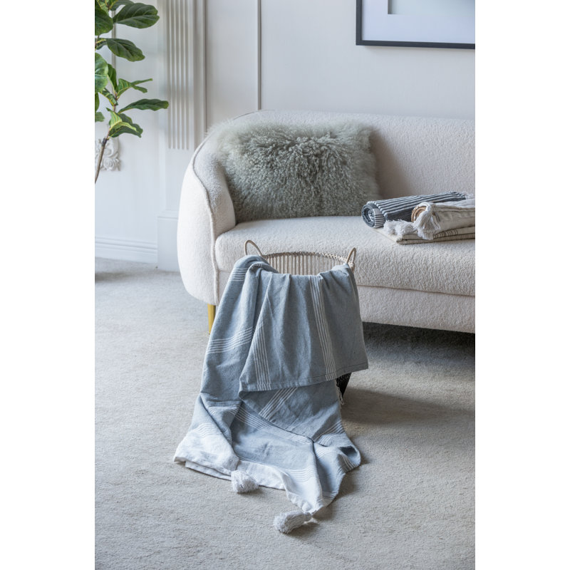 Jeté décoratif en coton recyclé de style campagne moderne Mavine