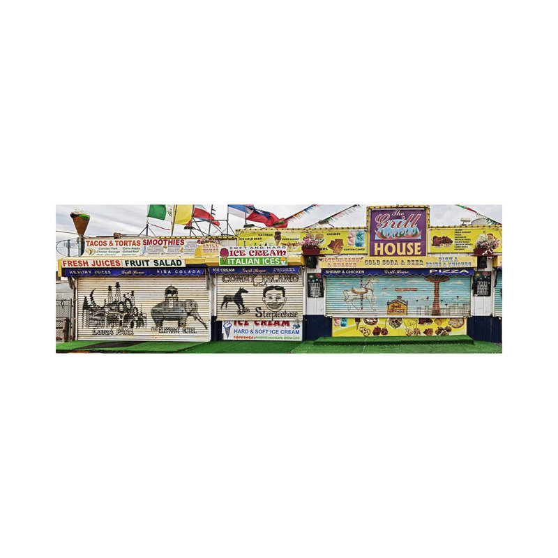 Old Store Front Along Riegelmann Boardwalk, Long Island, Coney Island, New York City, New York State, USA - Wrapped Canvas Panoramic Print