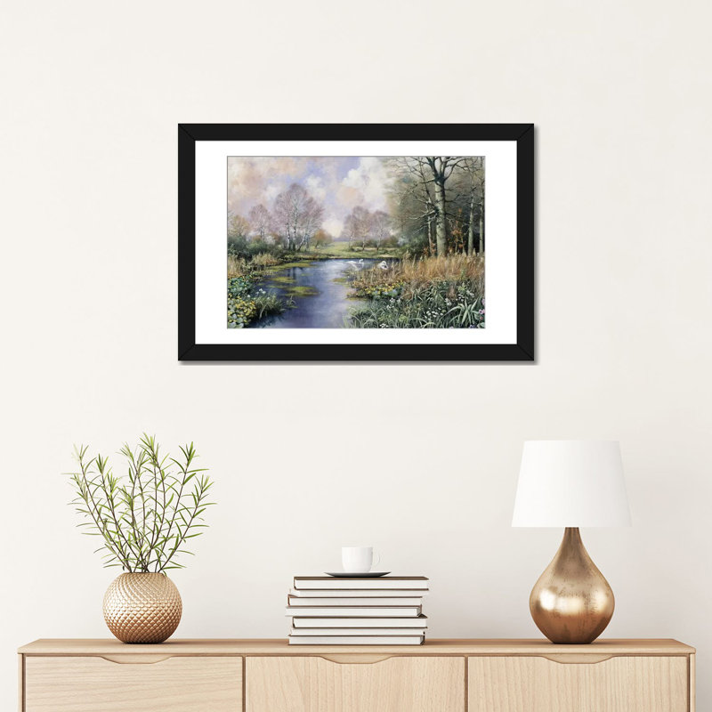 Printemps a commencé par Peter Motz - reproduction sur toile, Blanc, Papier d'art encadré noir, H 16 po x l 24 po x P 1 po