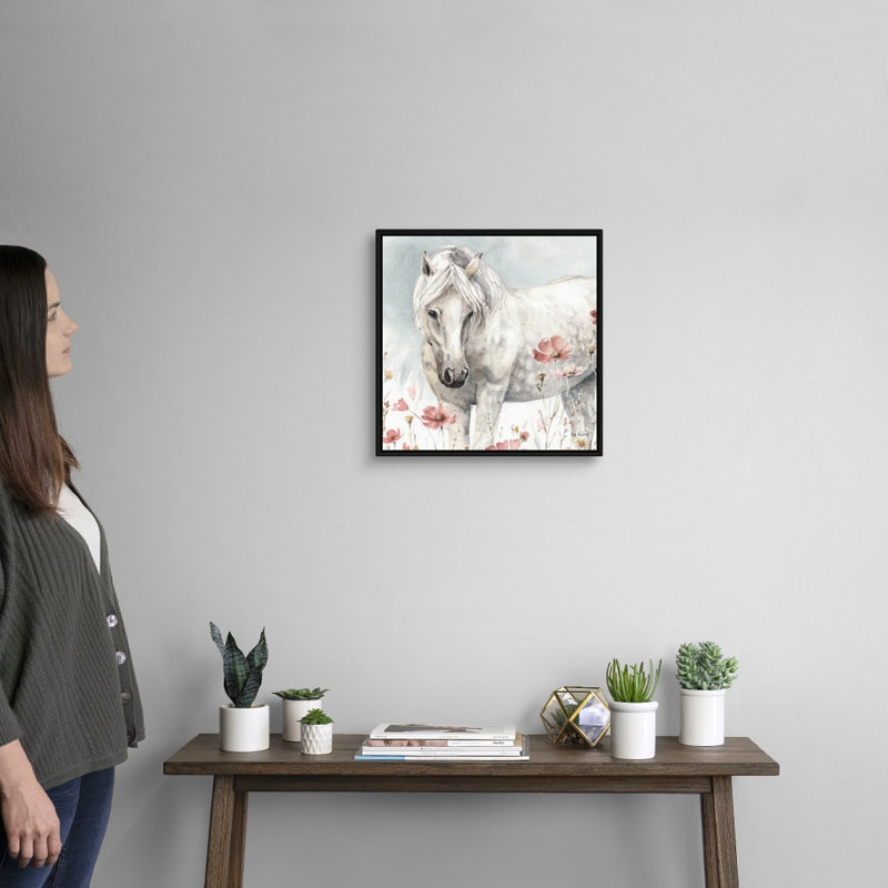 Art sauvage sur toile, "Chevaux sauvages", Toile avec cadre noir, H 18 po x l 18 po x P 2 po