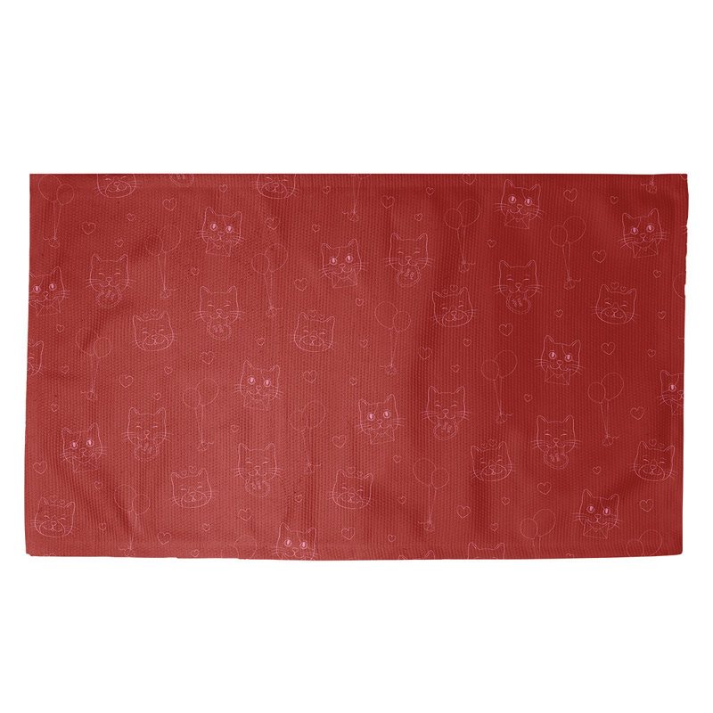 Tapis rouge/zone blanche fait main, Rectangle 5 pi x 7 pi