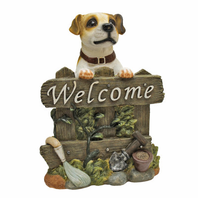Jack Russell Welcome Garden Sign Statue