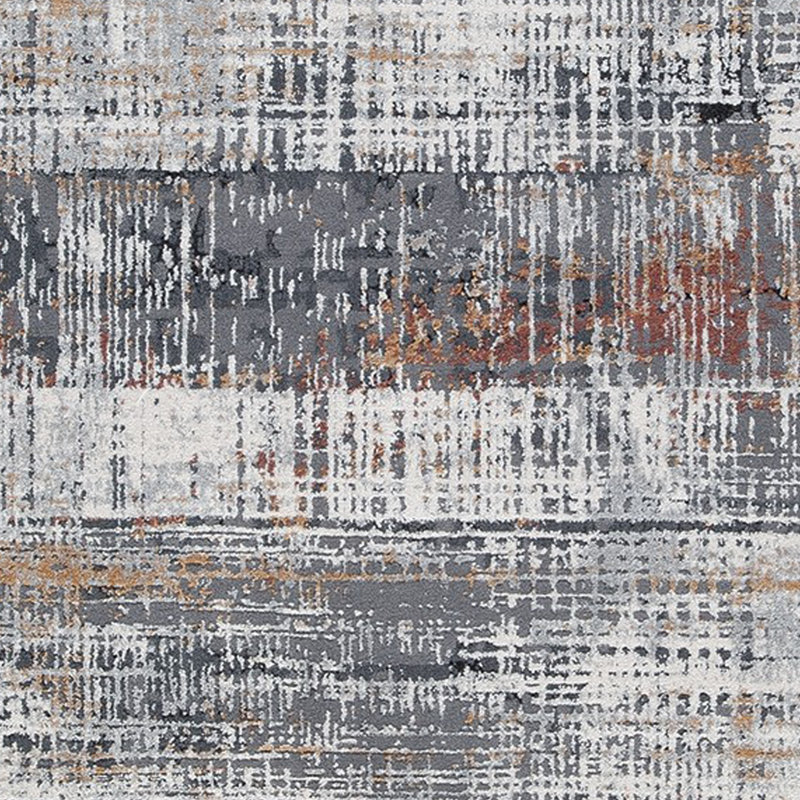 Tapis gris à motif abstrait tissé à la machine Tenr, Rectangle 5 pi x 7 pi