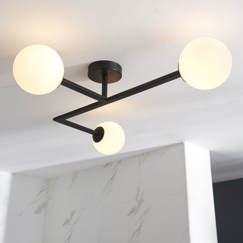 Terflinger Glass Semi Flush Mount, Black