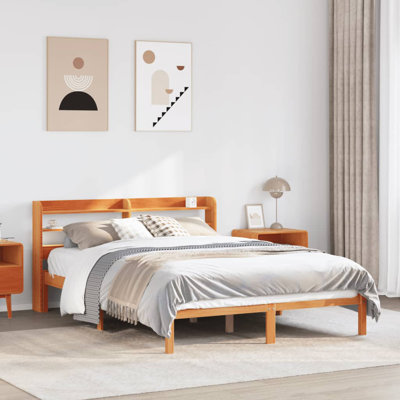 Bed Frame With Headboard Without Mattress Wax Brown