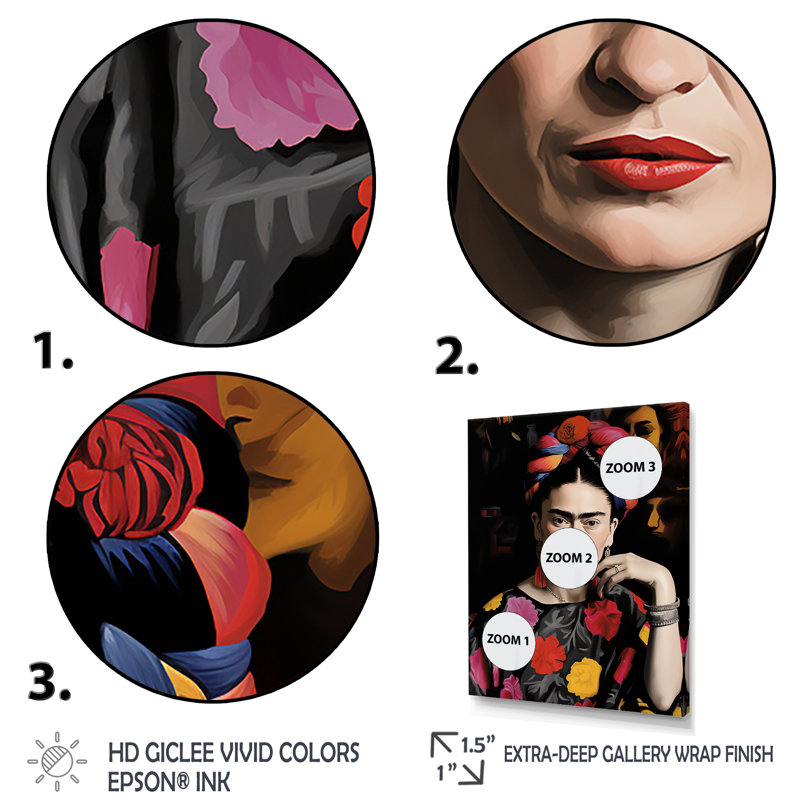 Portrait de femme mexicaine I, art mural mexicain, Cadre flottant doré, H 20 po x l 12 po x P 1 po