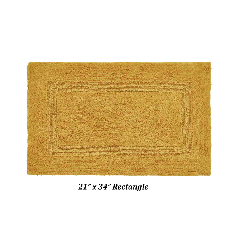 Rozanne Reversible Cotton Bath Rug, Yellow, 21" x 34" Rectangle