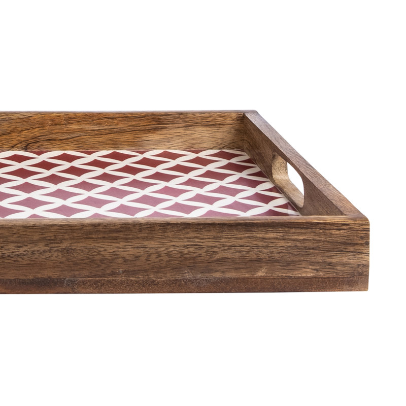 Amalgre Solid Wood Tray, White/Pink