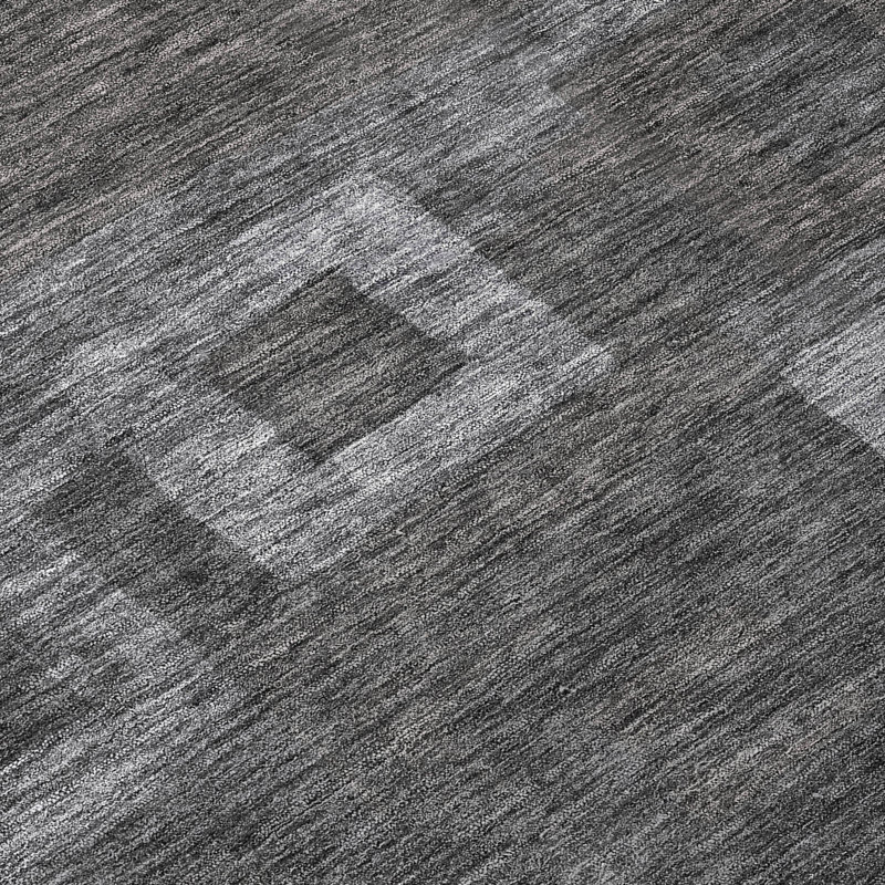 Black Geometric Rectangular Synthetic Washable Rug 3' x 5'