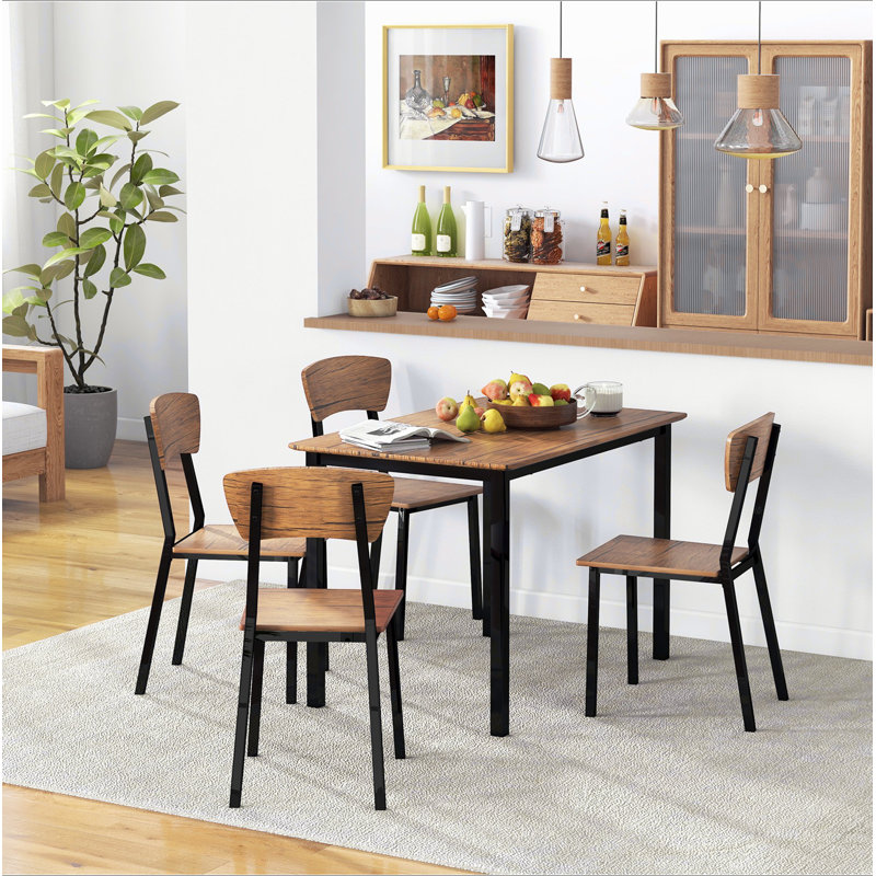 Ensemble de table de salle à manger 5 pièces pour 4 personnes, table de cuisine rectangulaire et chaises, ensemble de salle à manger pour petits espaces