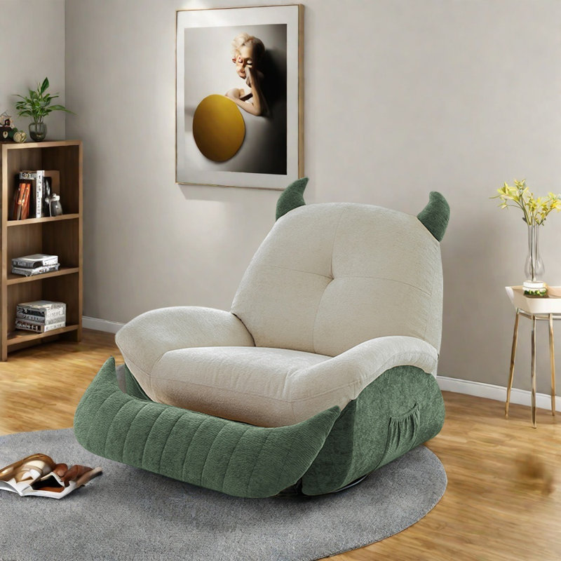 Joli fauteuil inclinable et confortable, Vert / blanc cassé