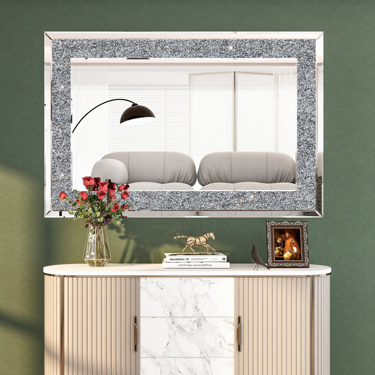 Faustine Glam Crystal Accent Wall Mirror