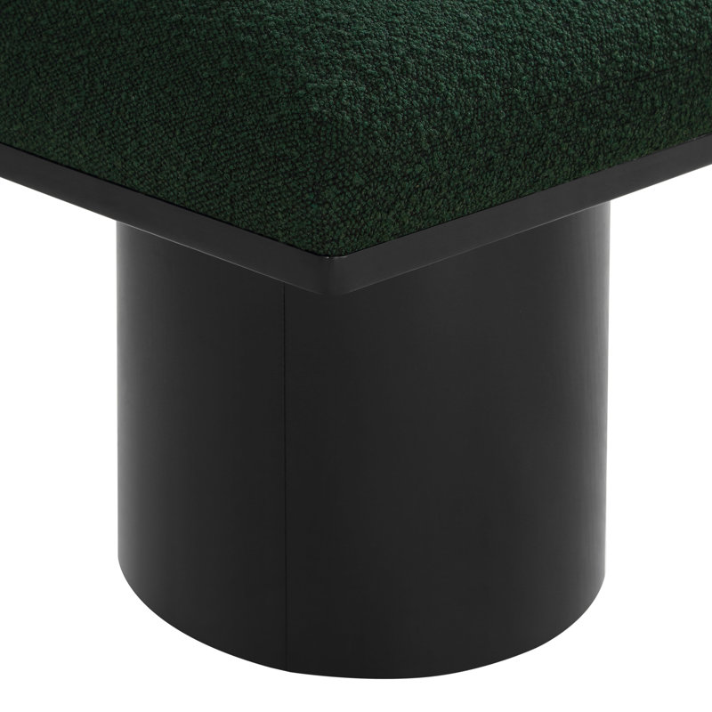 Manufactured Wood Accent Stool, Green Boucle Fabric, Black