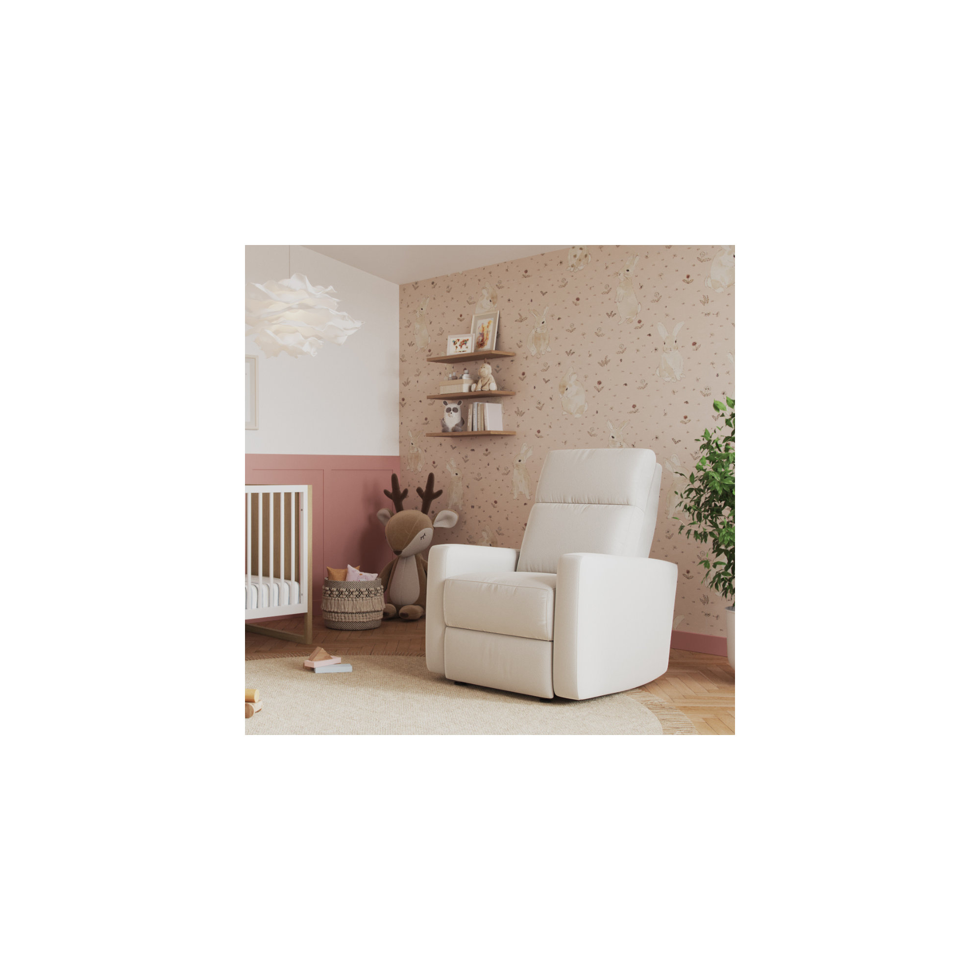 Nurture& The Manual Premium Modern Recliner Nursery Glider Chair with Spill, Stain Proof Fabric, Ivory