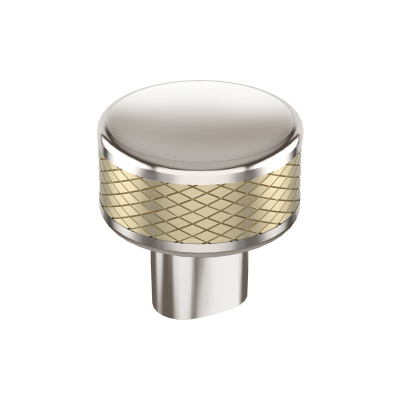 Polished Nickel and Golden Champagne Round Cabinet Knob