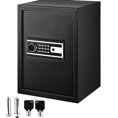 2.1 Cu.ft Fingerprint Safe With 2 Keys, Q235 Steel, For Home, Office & Hotel Storage, Wall - Mounted, Black Color Keys And Digital Keypad, Mounted Security,