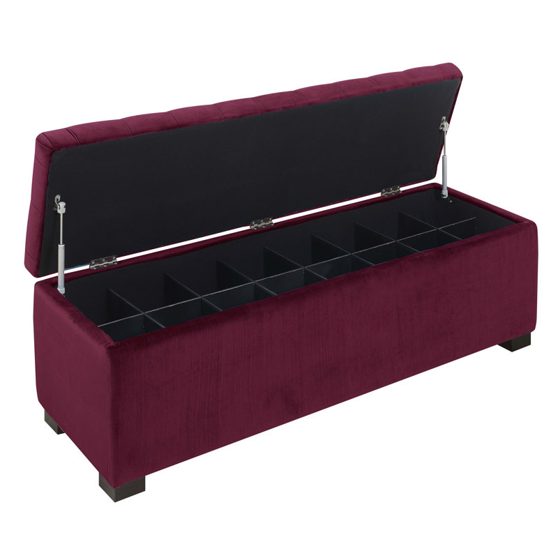 Banc de rangement rembourré Kranz, Velours bronze industriel