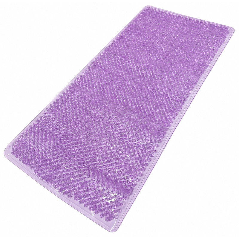 Tapis de bain mauve transparent antidérapant en PVC avec ventouses et surface de luffa à massage doux - 35 po x 16 po