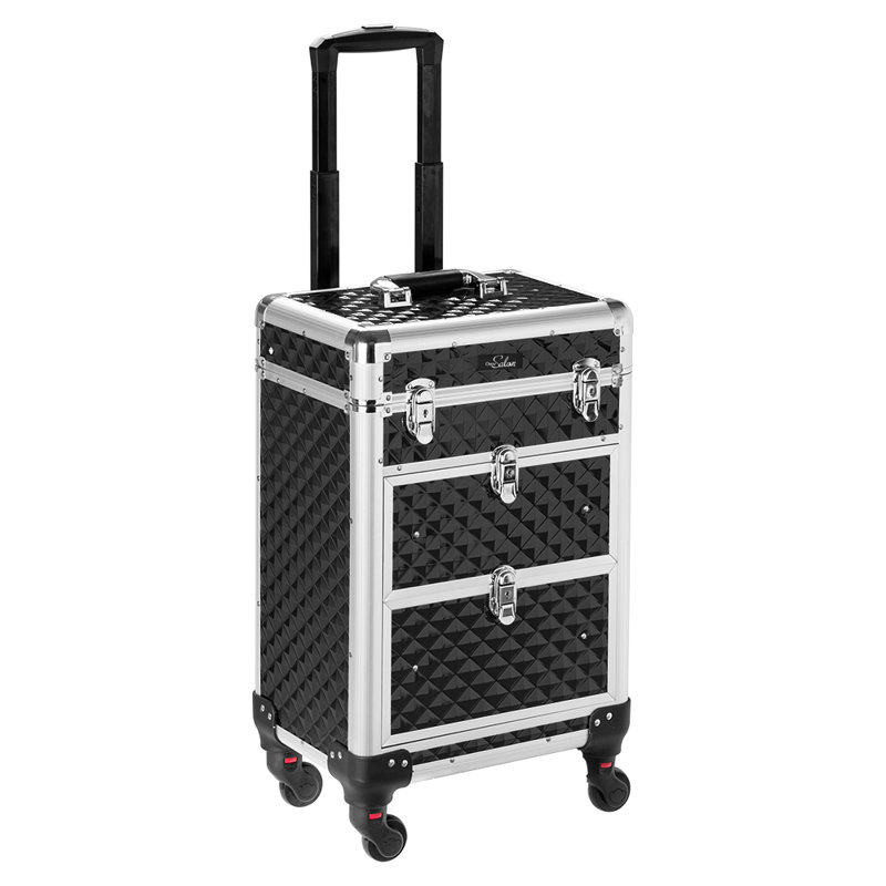 Aluminum Rolling Makeup Train Case, Black