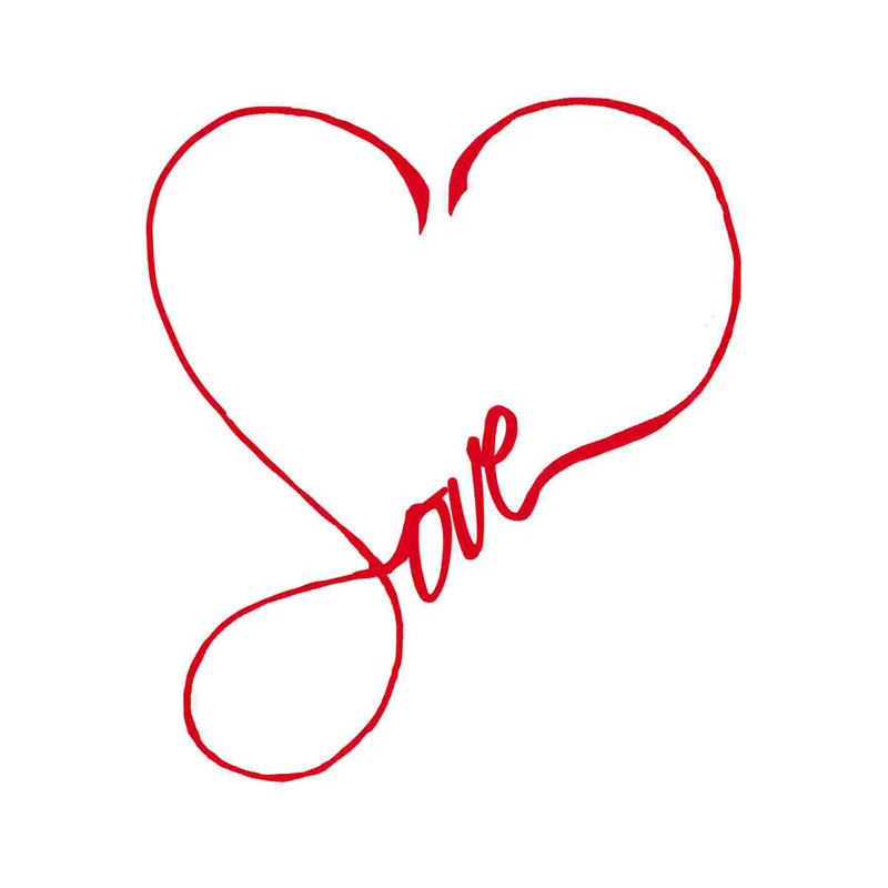 «Ribbon Love Heart Red 2», art textuel sur toile tendue, H 12 po x l 12 po x P 1,25 po