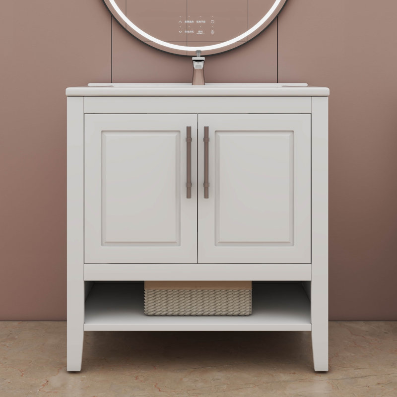 Armoire de salle de bain multi-fonctions avec portes , Blanc, 30"