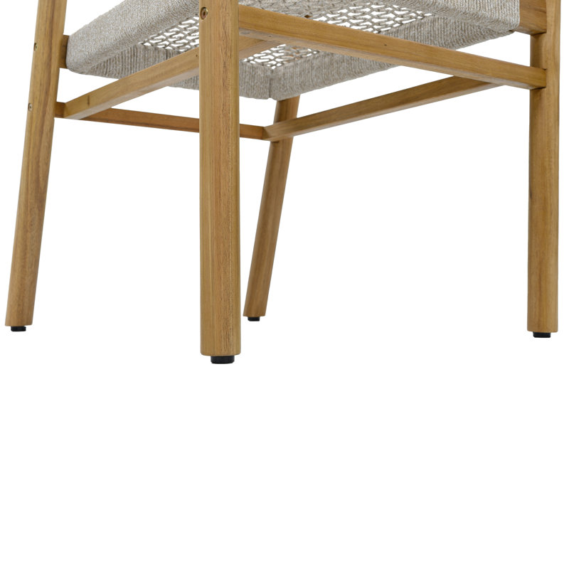 Hadley Modern Rope-Woven Design  Patio Lounge Chair with Durable Acacia Wood Frame, Natural