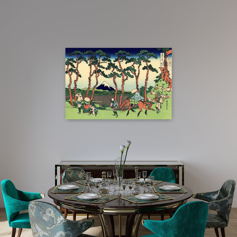 Hodogaya On The Tokaido Classic Traditional Abstract Landscape Mountain Wall Art Print by Katsushika Hokusai - Wrapped Canvas Print