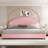 Bensu Luxury Curve-Shaped Headboard Bed Frame, Elegant Boucle Upholstered Platform Bed with Modern Design-756670535-756670531