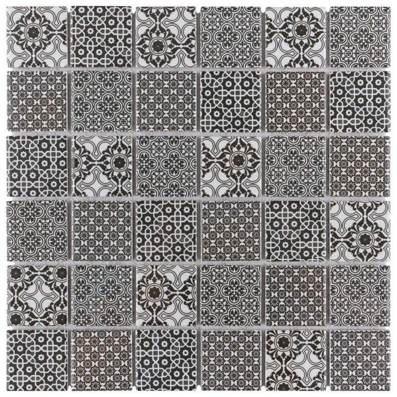 Classico 2" x 2" Porcelain Grid Mosaic Wall & Floor Tile, Black