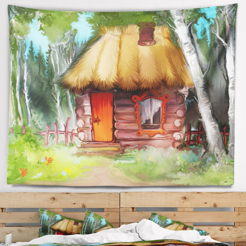 Mélange de polyester paysager avec tapisserie maison avec accessoires suspendus inclus, H 68 po x l 80 po
